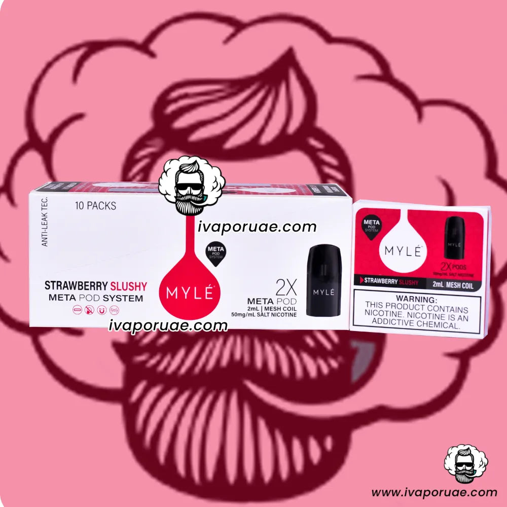 Buy Strawberry Slushy Myle Meta Pod @ 50 AED in UAE, Dubai, Abu Dhabi,  Ajman & Sharjah. – Myle Vape Dubai